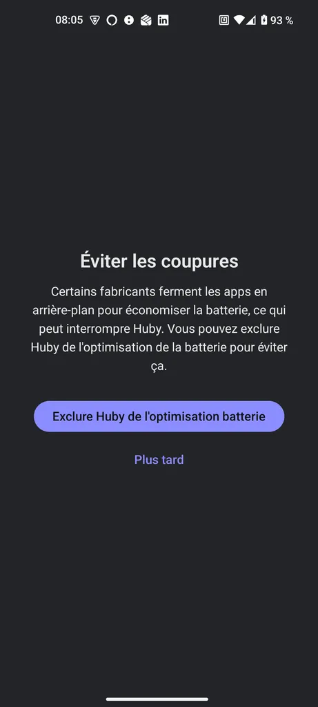 Optimisation de la batterie — exclusion de Huby