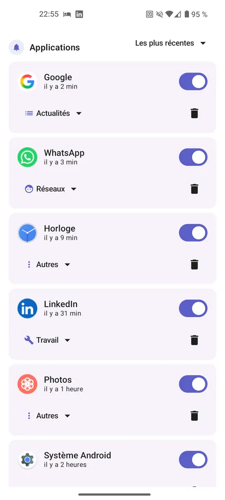 Settings & categories